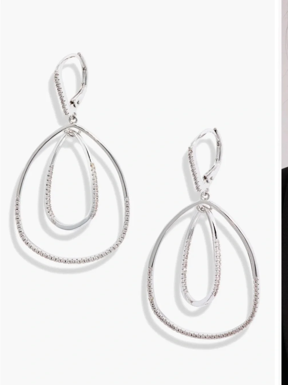 Nordstrom Silver Pavé Inset Oval Orbital Earrings